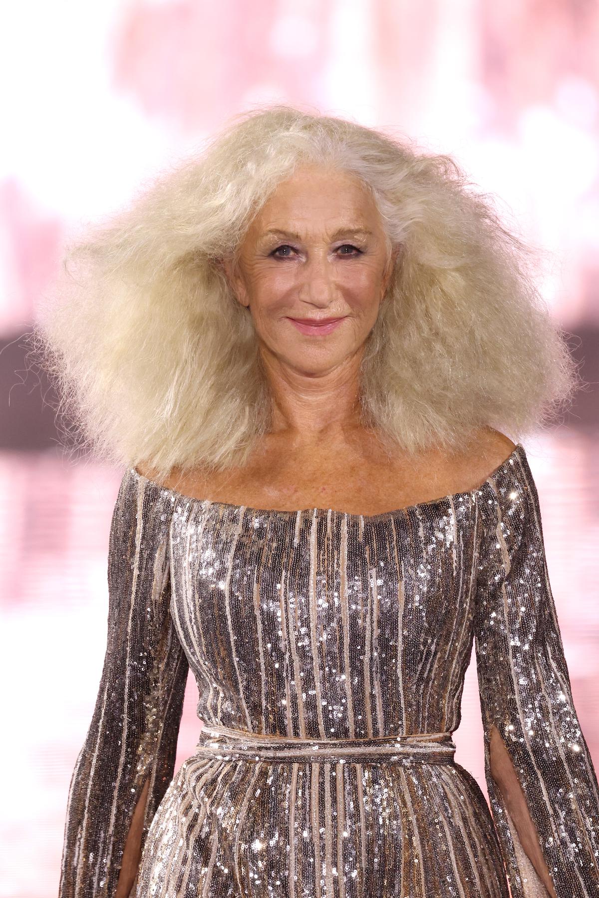 Helen Mirren walks the runway during ‘Le Défilé L’Oréal Paris - Walk Your Worth’ Show as part of Paris Fashion Week at the Eiffel Tower in Paris, France