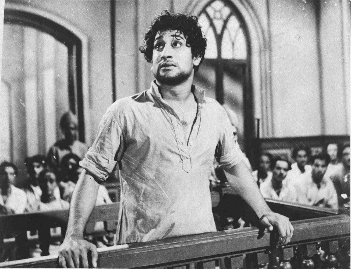 Sivaji Ganesan in his debut film Parasakthi