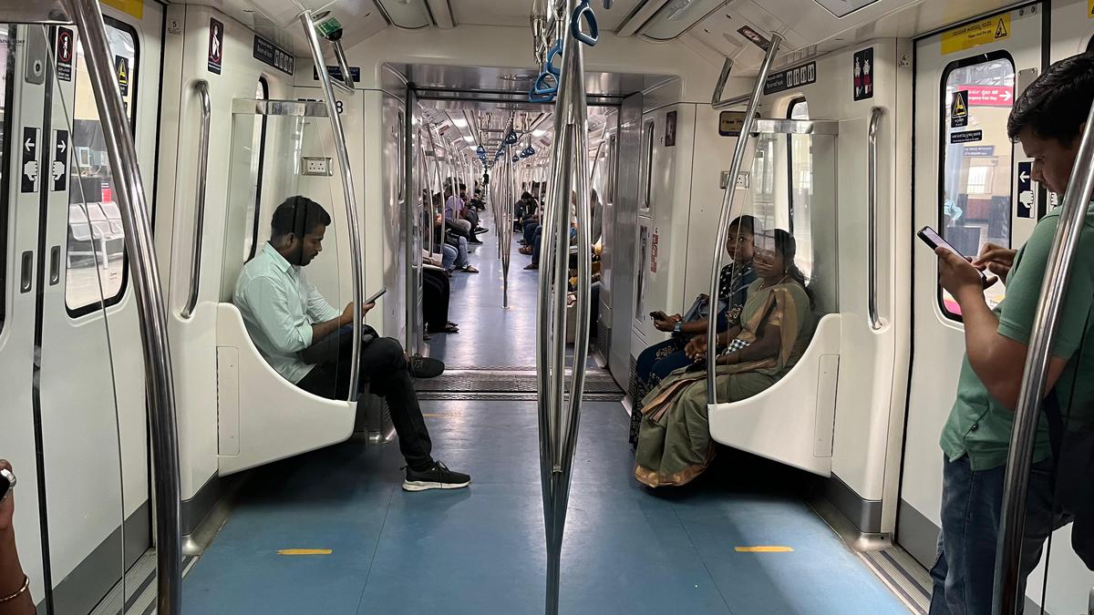 Passengers travelling between Challaghatta and Whitefield metro stations, which complete a total stretch of 43.49 km with 37 stations. The journey, covering the entire distance in approximately 76 minutes, comes at a fixed end-to-end fare of ₹60.